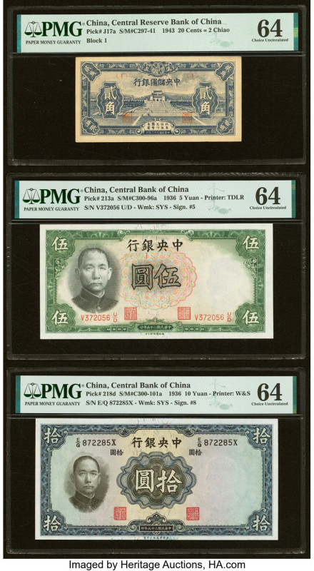China Group Lot of 5 Examples. China Central Bank of China 5; 10 Yuan 1936 Pick ...