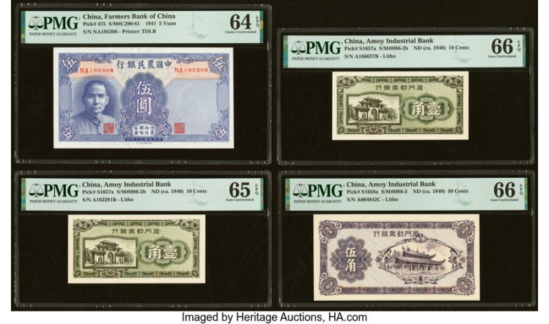 China Group Lot of 4 Graded Examples. China Farmers Bank of China 5 Yuan 1941 Pi...