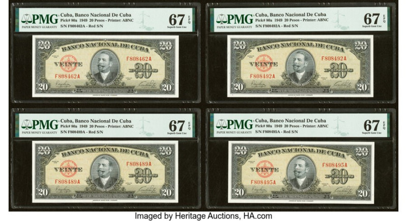 Cuba Banco Nacional de Cuba 20 Pesos 1949 (5); 1958 (5) Pick 80a (5); 80b (5) Te...