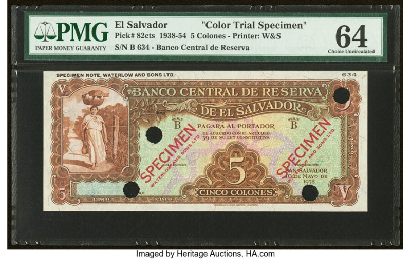 El Salvador Banco Central de Reserva de El Salvador 5 Colones 10.5.1938 Pick 82c...