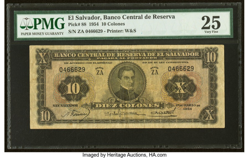 El Salvador Banco Central de Reserva de El Salvador 10 Colones 17.3.1954 Pick 88...