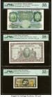 Great Britain, Spain & Sweden Group Lot of 5 Examples. Great Britain Bank of England 1 Pound ND (1928-29) Pick 363a PMG About Uncirculated 55; Spain B...