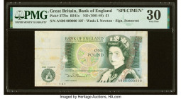 Great Britain Bank of England 1 Pound ND (1978-84) Pick 377bs Specimen PMG Very Fine 30. Previous mounting and paper pulls are noted. HID09801242017 ©...