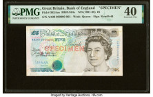 Great Britain Bank of England 5 Pounds ND (1991-98) Pick 382Aas Specimen PMG Extremely Fine 40. Previous mounting and paper pulls noted. HID0980124201...