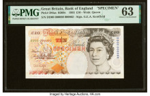 Great Britain Bank of England 10 Pounds 1993 (ND 1993-2000) Pick 386as Specimen PMG Choice Uncirculated 63. Previous mounting is noted. HID09801242017...