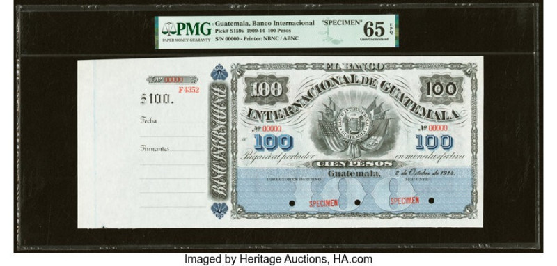 Guatemala Banco Internacional De Guatemala 100 Pesos 2.10.1914 Pick S159s Specim...