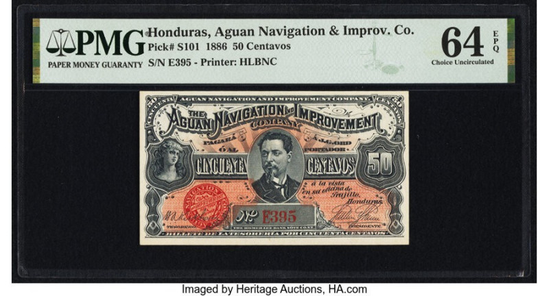 Honduras Aguan Navigation and Improvement Company 50 Centavos 25.6.1886 Pick S10...