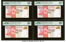 Fancy Serial Numbers Hong Kong Hongkong & Shanghai Banking Corp. Ltd. 100 Dollars 1.1.2012 (2); 1.1.2016 (2) Pick 214b (2); 214e (2) Four Examples PMG...