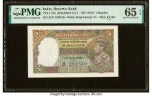 India Reserve Bank of India 5 Rupees ND (1937) Pick 18a Jhun4.3.1 PMG Gem Uncirculated 65 EPQ. Staple holes at issue. HID09801242017 © 2022 Heritage A...