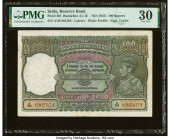 India Reserve Bank of India 100 Rupees ND (1937) Pick 20l Jhun4.7.1E PMG Very Fine 30. Staple holes at issue and tears are noted on this example. HID0...