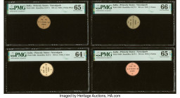 India Princely States 1 Paisa (Pice); 1; 2; 4 Annas ND (ca. 1942) Pick S401; S402; S403; S404 Four Examples PMG Gem Uncirculated 65 EPQ (2); Choice Un...