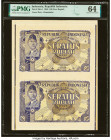 Indonesia Republik Indonesia 100 New Rupiah 1949 Pick 35Gr1 Uncut Pair of Remainders PMG Choice Uncirculated 64. HID09801242017 © 2022 Heritage Auctio...