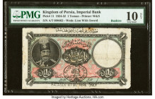 Iran Kingdom of Persia, Bushire Imperial Bank 1 Toman 1924-32 Pick 11 PMG Very Good 10 Net. This example has been repaired and reconstructed. HID09801...