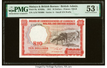 Malaya and British Borneo Board of Commissioners of Currency 10 Dollars 1.3.1961 Pick 9a B109 KNB9a PMG About Uncirculated 53 EPQ. HID09801242017 © 20...