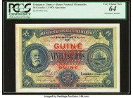 Portuguese Guinea Banco Nacional Ultramarino, Guine 20 Escudos 1.1.921 Pick 16s Specimen PCGS Very Choice New 64. Minor stains and mount remnants are ...