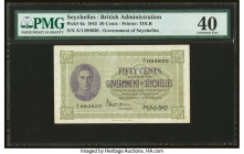 Seychelles Government of Seychelles 50 Cents 7.7.1943 Pick 6a PMG Extremely Fine 40. An erasure is noted on this example. HID09801242017 © 2022 Herita...