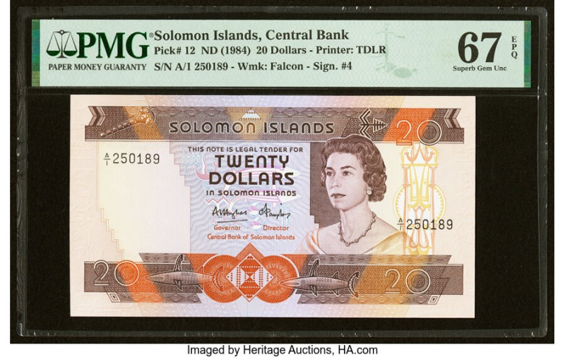 Solomon Islands Central Bank of Solomon Islands 20 Dollars ND (1984) Pick 12 PMG...