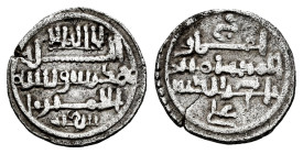 Almoravids. Ali ibn yusuf with heir Tashfin. Quirat. 533-537 H. (Fbm-cj7). (Vives-1827). Ag. 0,92 g. VF. Est...35,00. 

Spanish description: Almoráv...