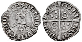 The Crown of Aragon. Pedro IV (1336-1387). Croat. Barcelona. (Cru-412). Ag. 2,97 g. 6-petalled flowers. Surface corrosion removed. Scarce. VF. Est...1...