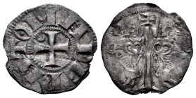 Kingdom of Castille and Leon. Alfonso VII (1126-1157). Dinero. Leon. (Bautista-161). Anv.: IMPERATOR. Rev.: LEONIS. Bi. 1,01 g. Light bend. Very rare....