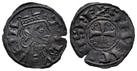 Kingdom of Castille and Leon. Sancho III (1157-1158). Dinero. Toledo. (Bautista-259.3). Bi. 0,73 g. Pinnacle ending in a roundel in front of the L. Sl...
