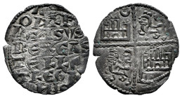 Kingdom of Castille and Leon. Alfonso X (1252-1284). "Dinero de seis lineas". (Bautista-368). Bi. 0,84 g. With crescent on first quadrant. Choice VF. ...