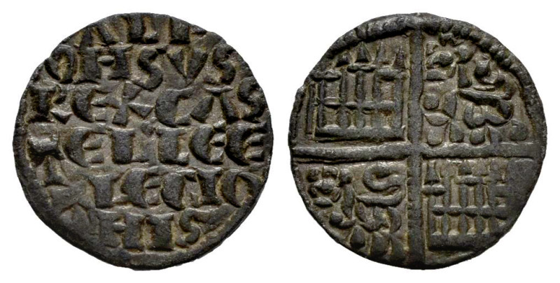 Kingdom of Castille and Leon. Alfonso X (1252-1284). Obol of 6 lines. Without mi...