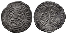 Catholic Kings (1474-1504). 1/4 real. Sevilla. (Cal-173). Ag. 0,71 g. S and star on obverse. Wavy flan. Rare. Choice VF/VF. Est...300,00. 

Spanish ...
