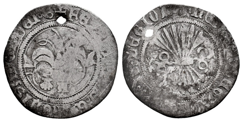 Catholic Kings (1474-1504). 1/2 real. Coruña. Scallop and gothic A. (Cal-198). A...