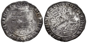 Catholic Kings (1474-1504). 1 real. Burgos. (Cal-297). Ag. 3,16 g. Almost VF. Est...80,00. 

Spanish description: Fernando e Isabel (1474-1504). 1 r...