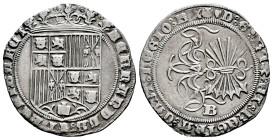 Catholic Kings (1474-1504). 1 real. Burgos. (Cal-314). Anv.: FERNANDVS : ET : HELISABET. Rev.: + ♥ D : G : REX : ET : REGINA : CAST : LEGIO : R X. Ag....