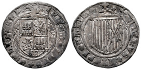 Catholic Kings (1474-1504). 1 real. Segovia. (Cal-376). Ag. 3,29 g. Before the Pragmatica. Light wavy flan. Toned. Scarce. Choice VF. Est...500,00. 
...