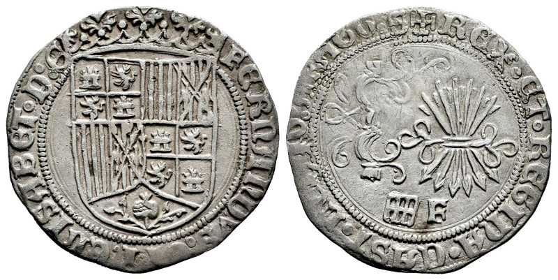 Catholic Kings (1474-1504). 1 real. Segovia. F. (Cal-391). Anv.: FERNANDVS : ET ...