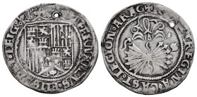 Catholic Kings (1474-1504). 1 real. Sevilla. (Cal-408). Ag. 3,28 g. S on reverse. Holed. Almost VF/Choice F. Est...50,00. 

Spanish description: Fer...