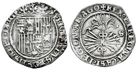 Catholic Kings (1474-1504). 1 real. Sevilla. (Cal-408). Anv.: FERNANDVS ◦ ET ELISABET ◦ DEI G . Rev.: + REX ◦ ET REGINA ◦ CAST ◦ LEGION ◦ ARAGO . Ag. ...