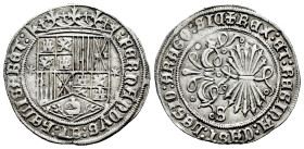 Catholic Kings (1474-1504). 1 real. Sevilla. (Cal-424). (Lf-6.2.2). Anv.: : FERNANDVS : ET : hELISABET : . Rev.: + REX : ET : REGINA : CAST : LEGIO : ...