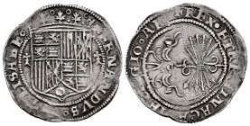 Catholic Kings (1474-1504). 1 real. Sevilla. (Cal-420). (Lf-F6.5.11). Ag. 3,23 g. Shield between ermines. Without mintmark. Rare. VF. Est...250,00. 
...