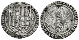 Catholic Kings (1474-1504). 1 real. Toledo. (Cal-465). Anv.: FERNANDVS : ET : ELISABET : Ǝ. Rev.: + REX : ET REGINA : CAST : LEGIO : ARA : G :. Ag. 2,...