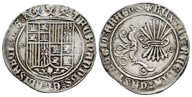 Catholic Kings (1474-1504). 1 real. Toledo. (Cal-465). Anv.: FERNANDVS : ET : ELISABET : D : G : . Rev.: + REX : ET : REGINA : CAST : LEGIO : ARAGO : ...