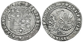 Catholic Kings (1474-1504). 1 real. Toledo. (Cal-465 var). Anv.: FERNANDVS : ET : hELISABET : DEI : C. Rev.: + REX : ET : REGINA . CAST : LEGIO : ARAG...