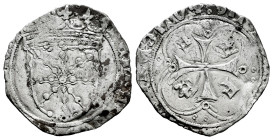 Ferdinand II (1479-1516). 1 real. Pamplona. (Cal-69). Ag. 2,07 g. Clipped. Choice F. Est...80,00. 

Spanish description: Fernando II (1479-1516). 1 ...