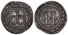 Charles-Joanna (1504-1555). 1 real. Mexico. M-L. (Cal-68). Ag. 3,20 g. Preserves the collector's ticket indicating its origin: Numismatic convention H...