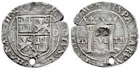 Charles-Joanna (1504-1555). 2 reales. Mexico. M-O. (Cal-103). Ag. 6,56 g. Holed. Traces of welding on obverse. Almost VF. Est...50,00. 

Spanish des...