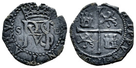 Philip II (1556-1598). 1/2 real. Sevilla. (Cal-151). Ag. 1,67 g. "Square d" assayer. Dark patina. Choice VF. Est...70,00. 

Spanish description: Fel...