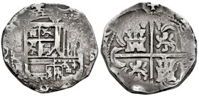 Philip II (1556-1598). 4 reales. 1597. Sevilla. B. (Cal-592). Ag. 13,60 g. Escudo entre S//B y fecha en vertical. Rara. Almost VF. Est...120,00. 

S...
