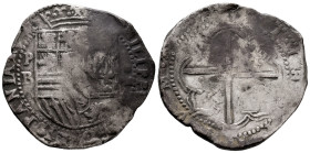 Philip II (1556-1598). 8 reales. ND (1578-1595). Potosí. B. (Cal-672). Ag. 26,03 g. Visible the obverse legend. VF/Almost VF. Est...300,00. 

Spanis...