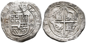 Philip II (1556-1598). 8 reales. ND. Segovia. IM. (Cal-679). (Jarabo-Sanahuja-A-230). Ag. 27,01 g. Mintmark and assayer on the left, value on the righ...