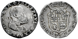 Philip II (1556-1598). 1/2 ducaton. 1588. Milano. (Crippa-26/C-3). (Tauler-unlisted). Ag. 14,11 g. Very rare. Choice F. Est...250,00. 

Spanish desc...