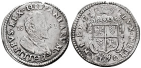 Philip II (1556-1598). 1 ducaton. 1582. Milano. (Tauler-485). (Vti-50). (Mir-308/11). Ag. 31,30 g. A good sample. Scarce in this grade. Choice VF. Est...
