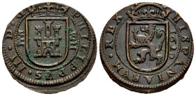 Philip III (1598-1621). 8 maravedis. 1620. Segovia. (Cal-341). (Jarabo-Sanahuja-D235). Ae. 6,19 g. Almost XF. Est...50,00. 

Spanish description: Fe...